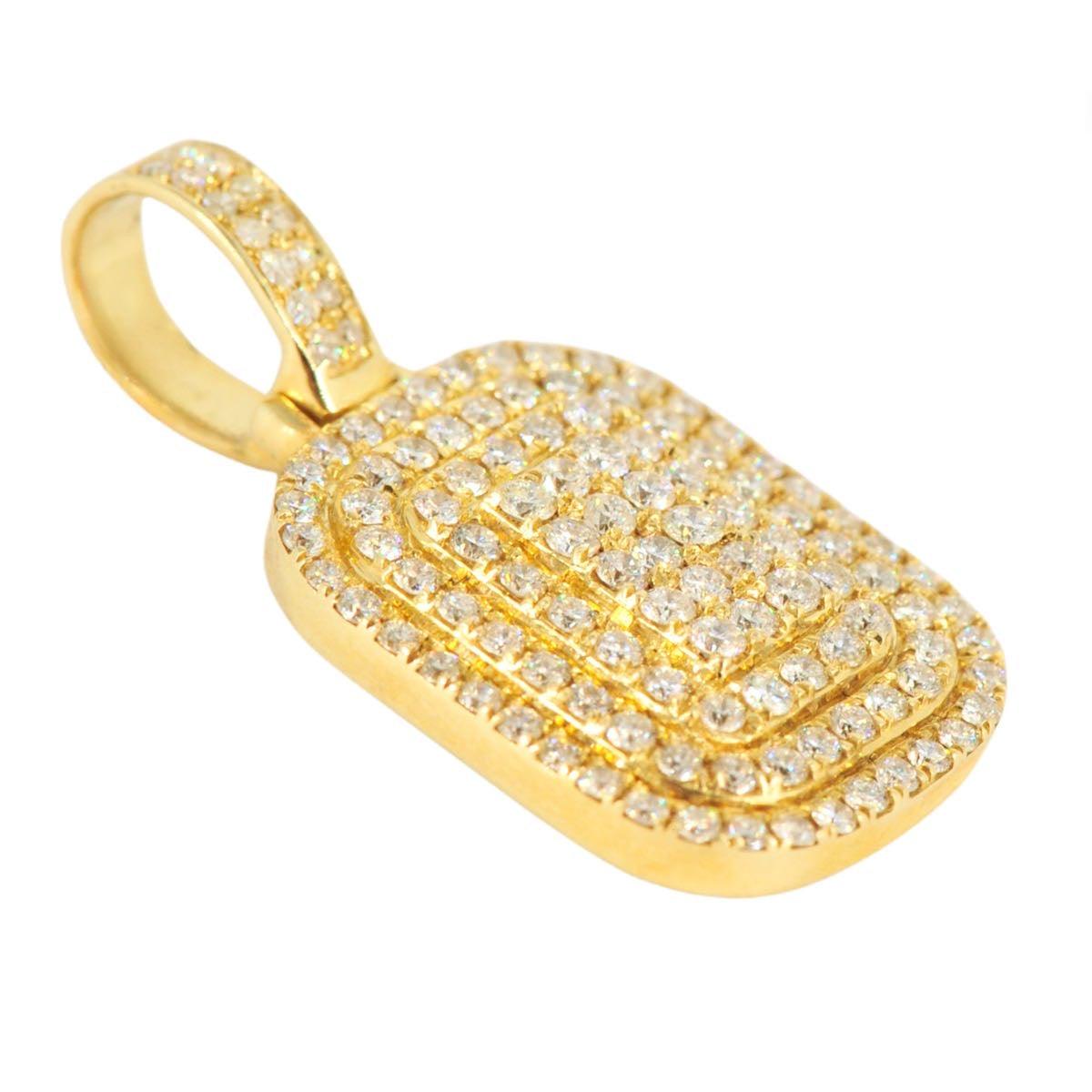 10k Yellow Gold 4 Level Raised Diamond Tag Pendant 1.37ct - Johnny Dang & Co
