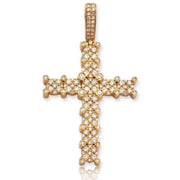 14KY 1.50CTW FLEUR DIAMOND CROSS PENDANT - Johnny Dang & Co