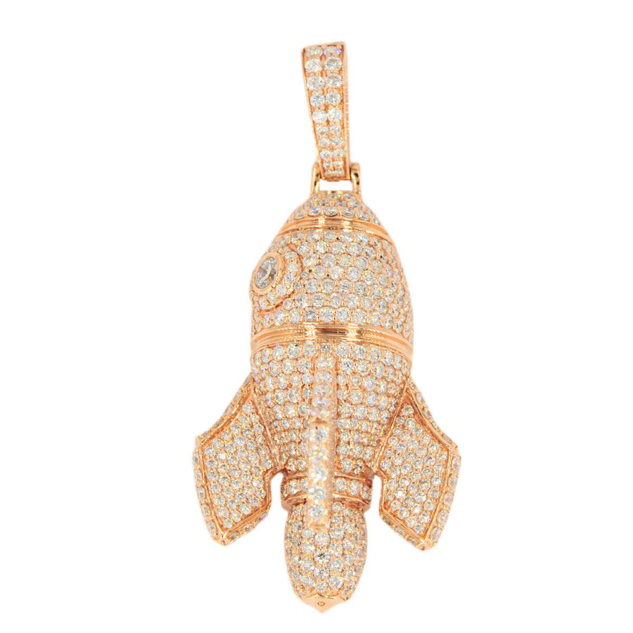 14KR 6.15CTW 3D DIAMOND ROCKET SHIP PENDANT - Johnny Dang & Co