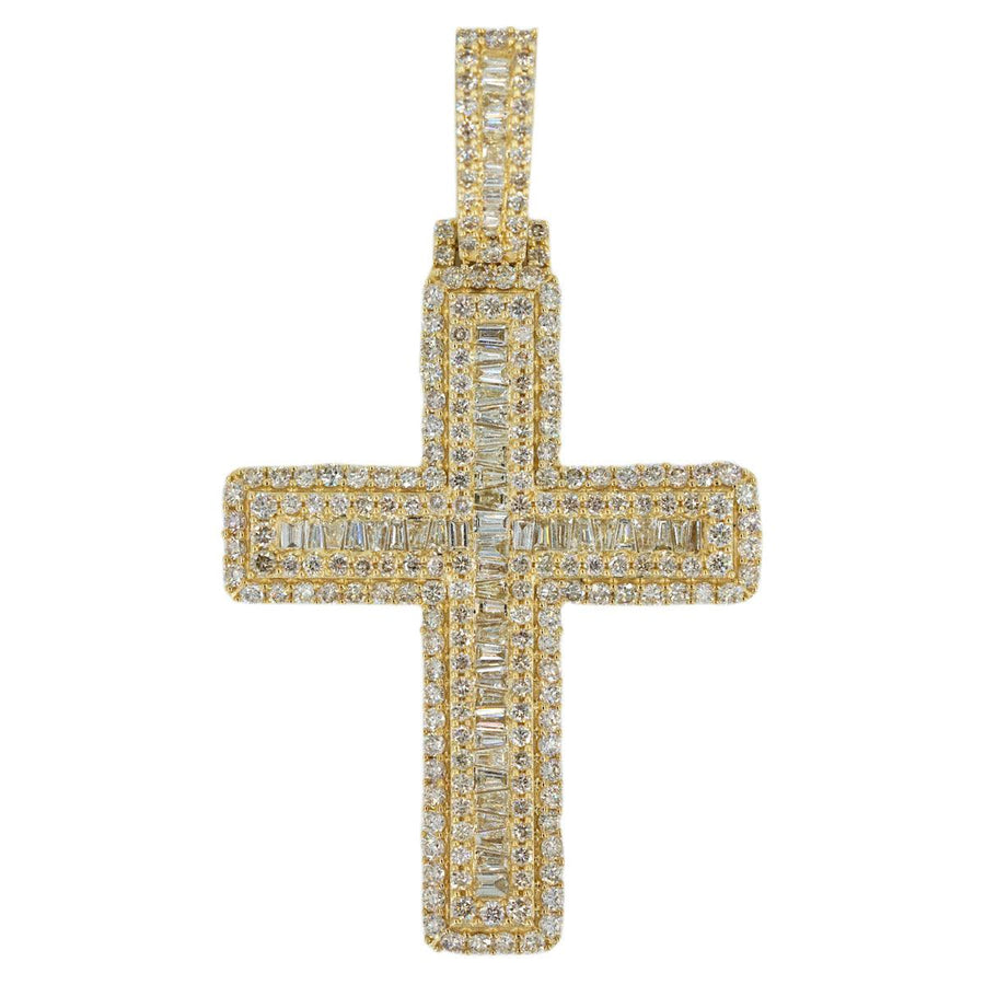 14K 4.50CTW BAGUETTE DIAMOND CROSS - Johnny Dang & Co