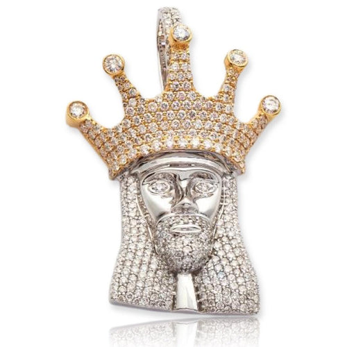 10KW+Y 2.00CTW DIAMOND KING JESUS PENDANT - Johnny Dang & Co