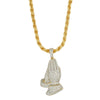 Silver Gold Plated CZ Praying Pendant and Solid Chain Combo Flash - Johnny Dang & Co