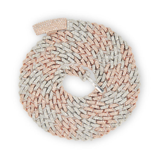 10K 2-Tone 6.3mm White and Rose Gold Diamond New Miami Cuban 22 Inches - Johnny Dang & Co
