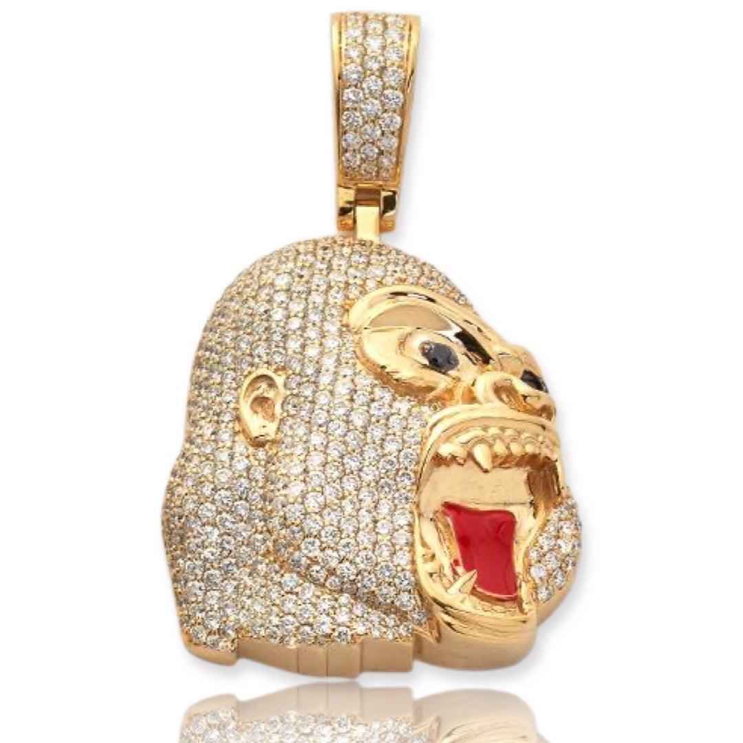 10KY 4.85CTW DIAMOND ANGRY GORILLA FACE PENDANT - Johnny Dang & Co