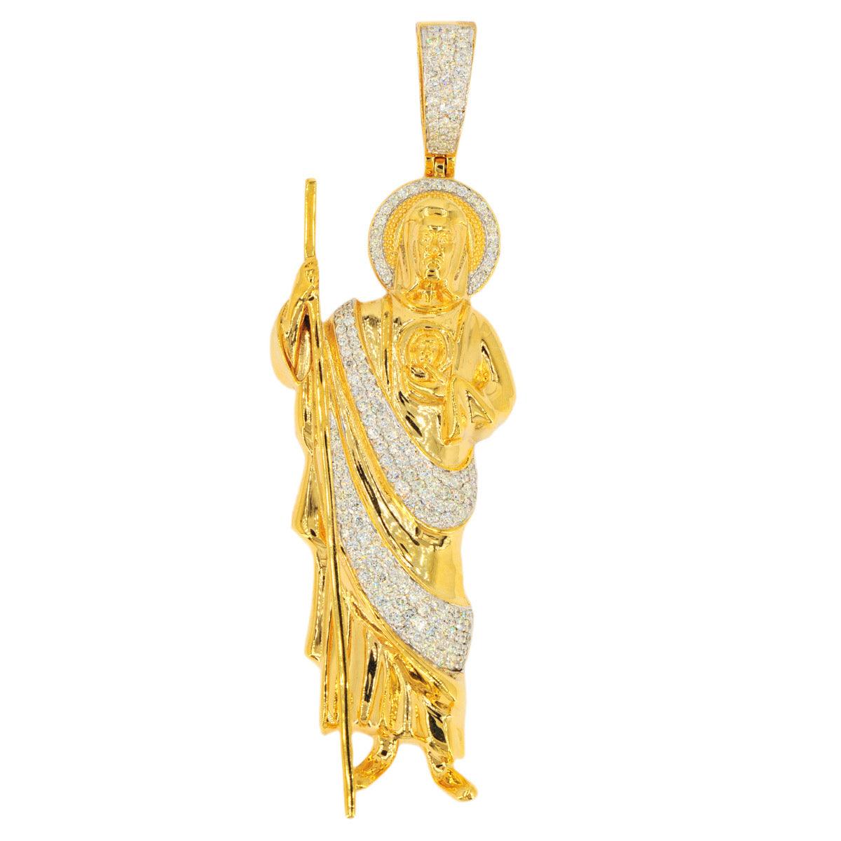 14KY 2.50CTW DIAMOND ST. JUDE PENDANT W/ HALO- LARGE - Johnny Dang & Co