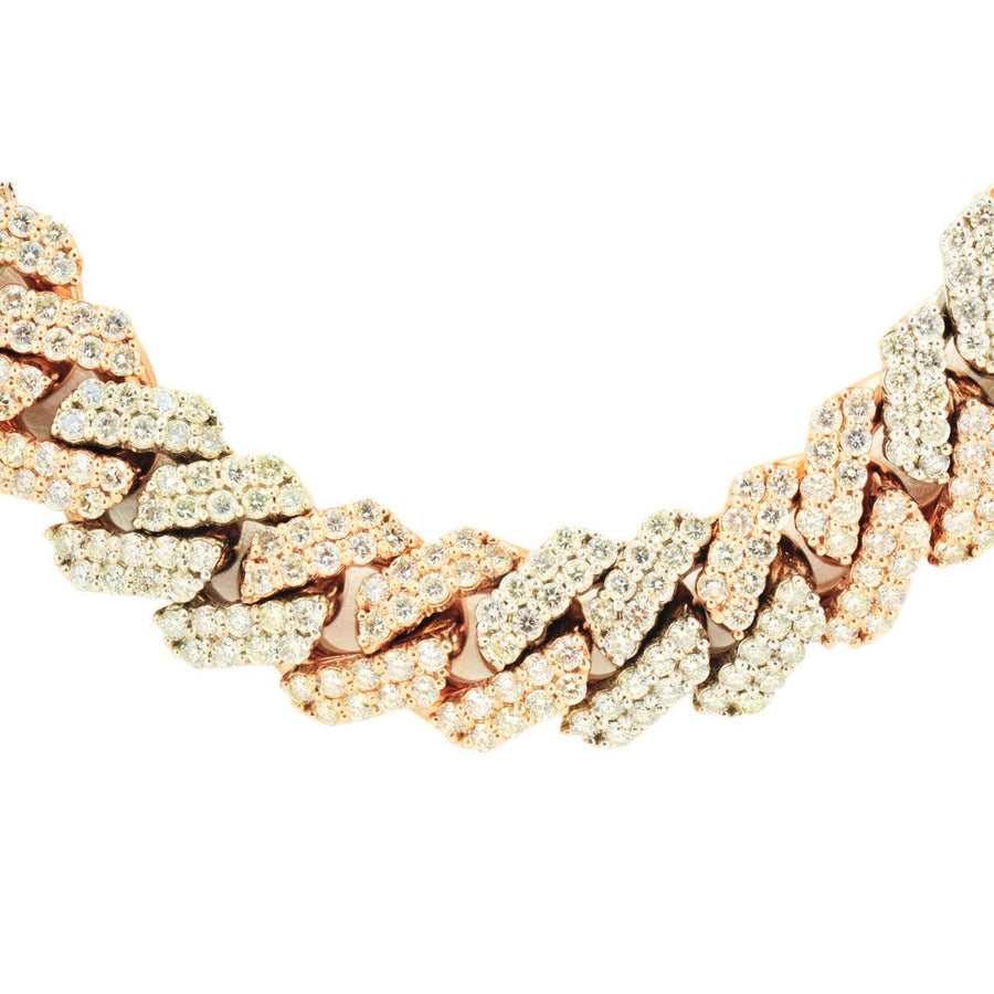 10k 2-Tone White and Rose Gold 28ctw Solid Miami Cuban Chain 22
