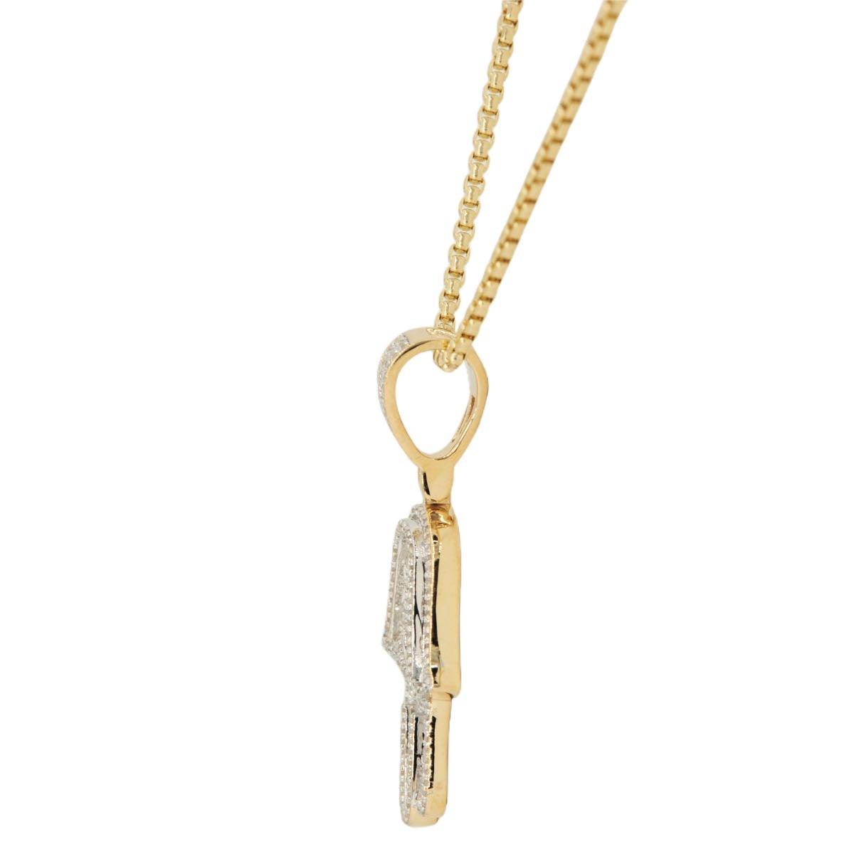 10k Yellow Gold 0.70cttw 3D Hamzah Hand Pendant and 1.5mm Venetian Box Chain Bundle 18" 20” 22” 24” - Johnny Dang & Co