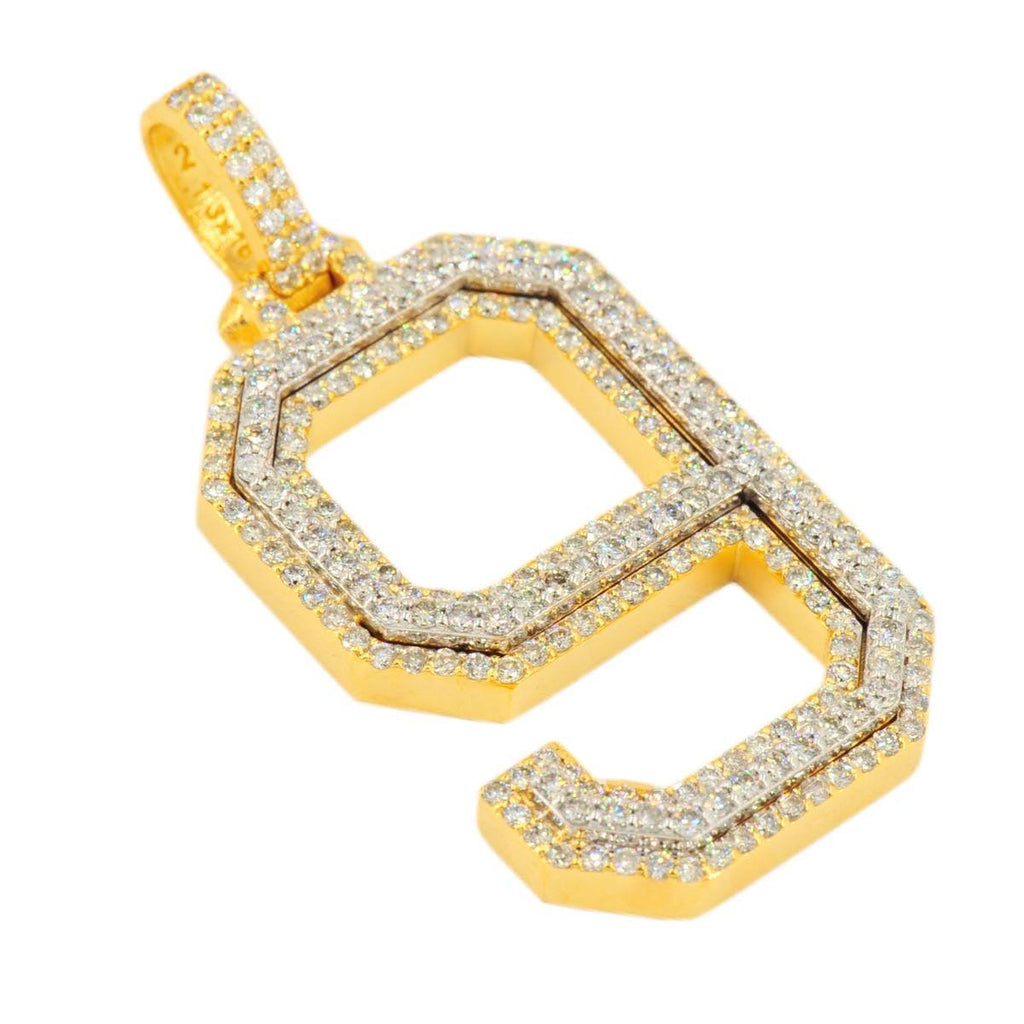10K Yellow Gold Si Diamond Number 9 Pendant - Johnny Dang & Co
