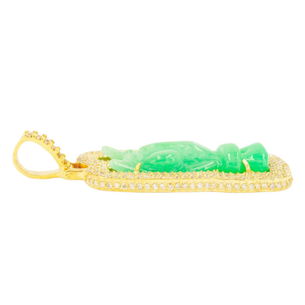 10k Yellow Gold 3.27ctw Jade and Diamond Karana Mudra Buddha Hand - Johnny Dang & Co