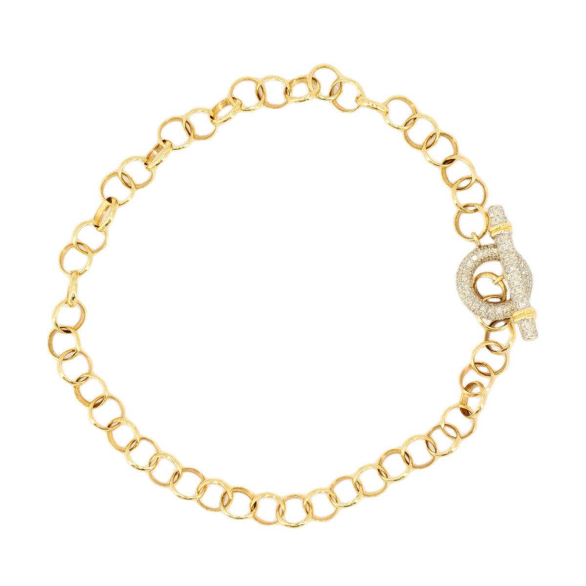 10k Gold 0.45ctw Diamond Charm Bracelet 7.5". Bracelet Only. Charms Sold Separately - Johnny Dang & Co