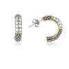 Sterling Silver TT CZ and Beads Half-Circle Hoop Earrings - Johnny Dang & Co