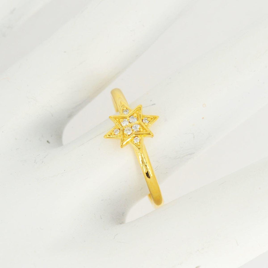 14k YELLOW GOLD AND SI DIAMOND OVERLAPPING STAR RING - Johnny Dang & Co