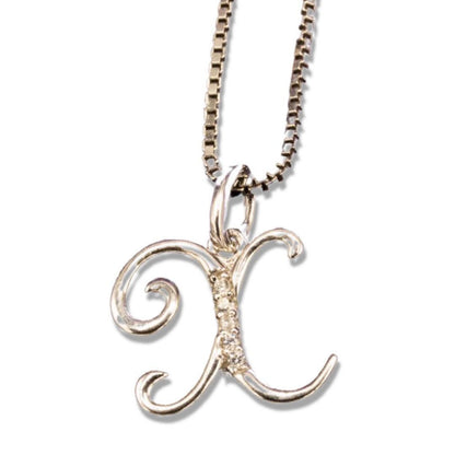 MINI SCRIPT LETTERS SILVER 925 WHITE GOLD PLATED - Johnny Dang & Co