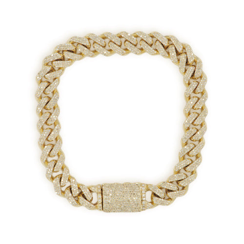 10k Gold 3 Row Diamond Miami Cuban Link 9.75mm Bracelet - Johnny Dang & Co