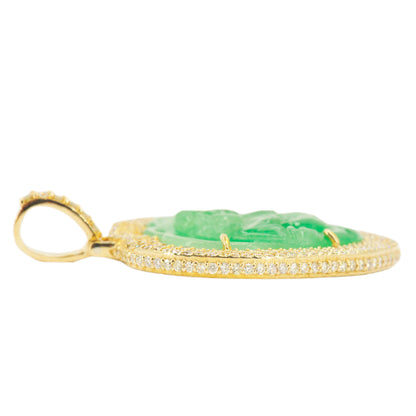 10k Yellow Gold 4.70ctw Diamond Jade Heart Buddha - Johnny Dang & Co