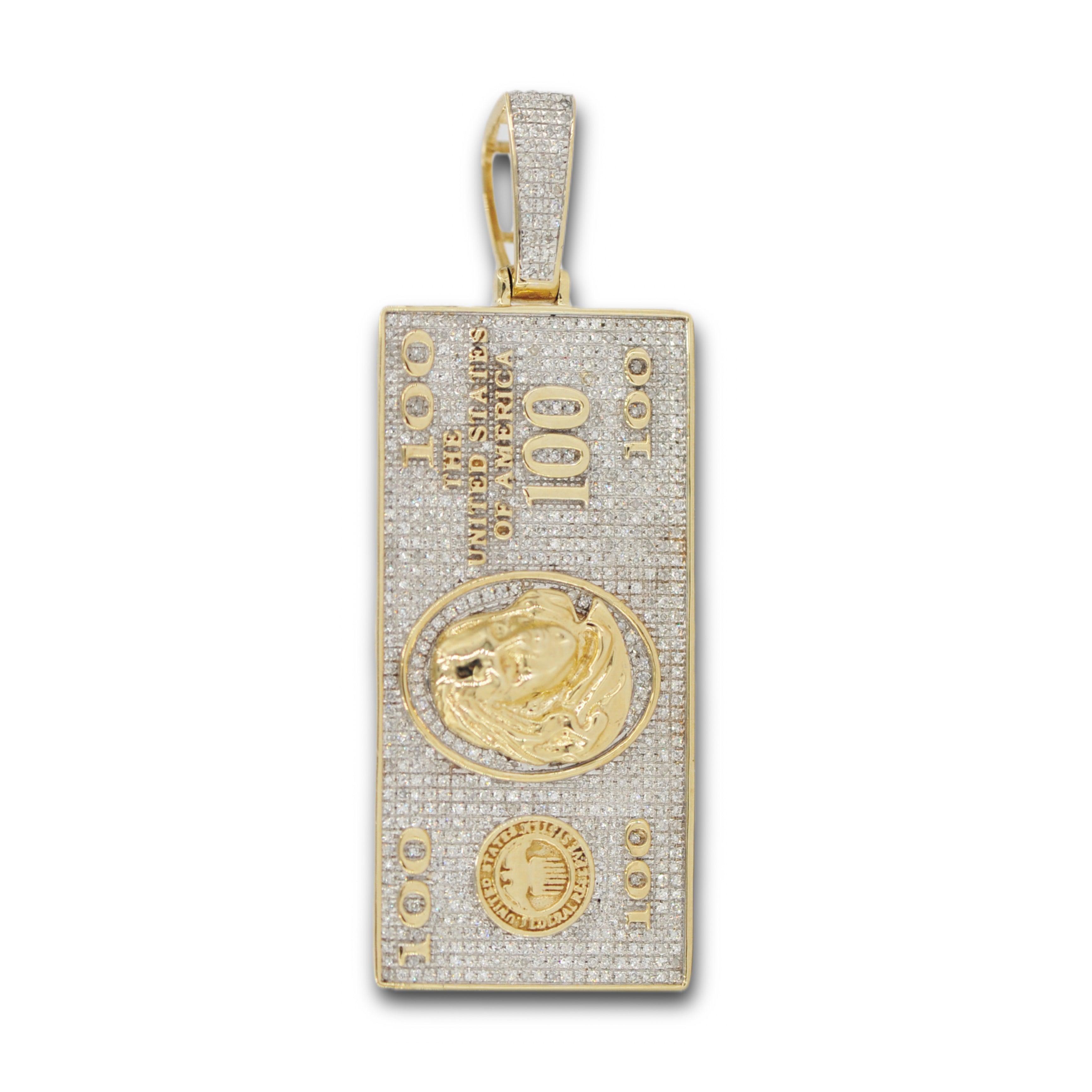 10K Benjamin Franklin Bill Pendant - Johnny Dang & Co