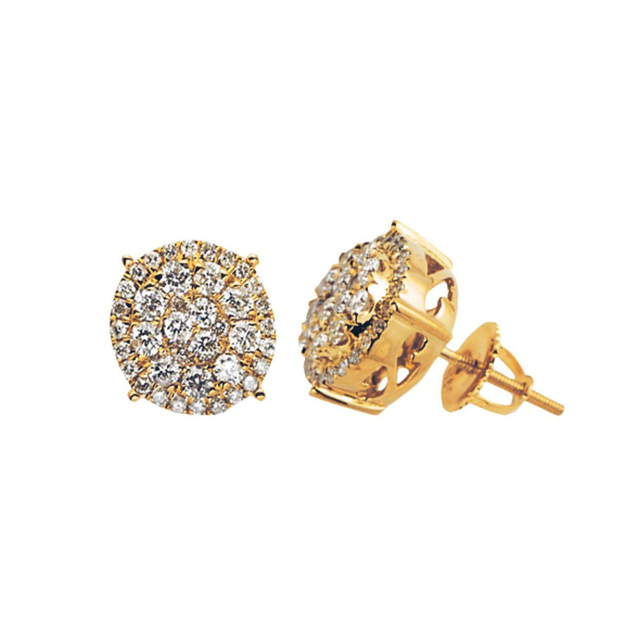14KW 1.50CTW DIAMOND ROUND CLUSTER EARRINGS WITH HALO - Johnny Dang & Co