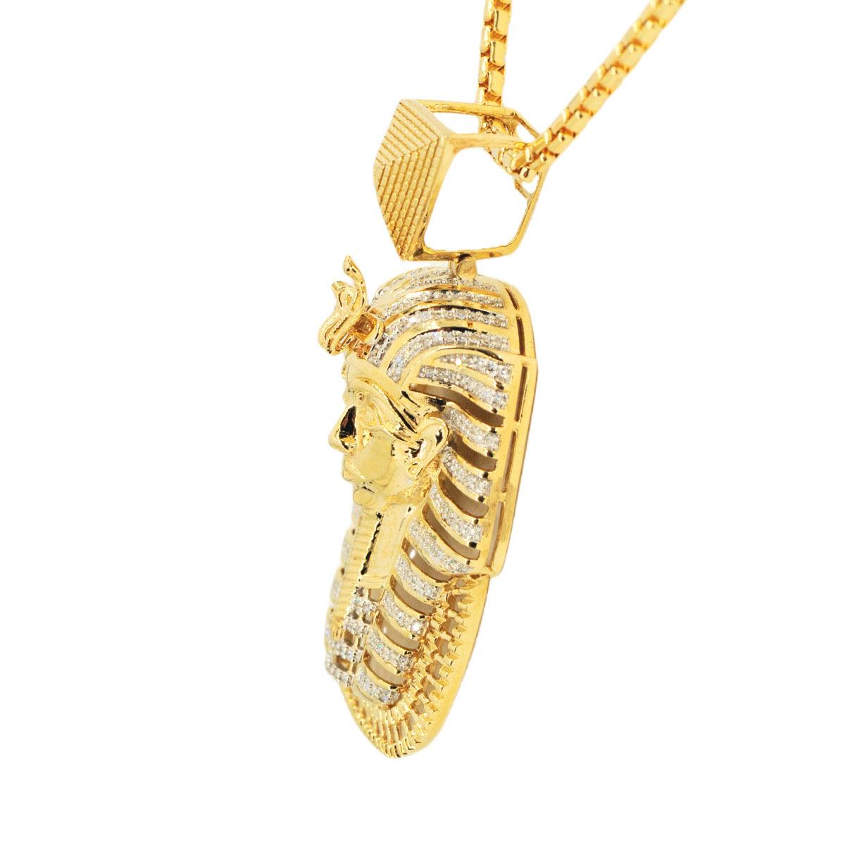 10k Yellow Gold 0.55ctw Diamond Egyptian Pharaoh With Serpent Crown - Johnny Dang & Co