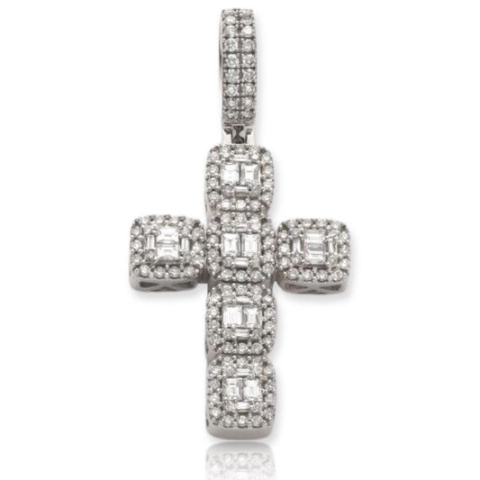14KW 2.00CTW DIAMOND SQUARE CLUSTER CROSS PENDANT - Johnny Dang & Co