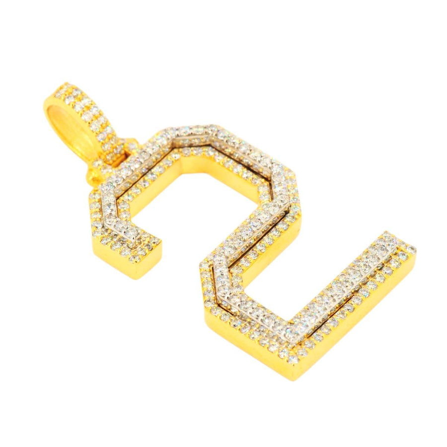 10K Yellow Gold Si Diamond Number 2 Pendant - Johnny Dang & Co