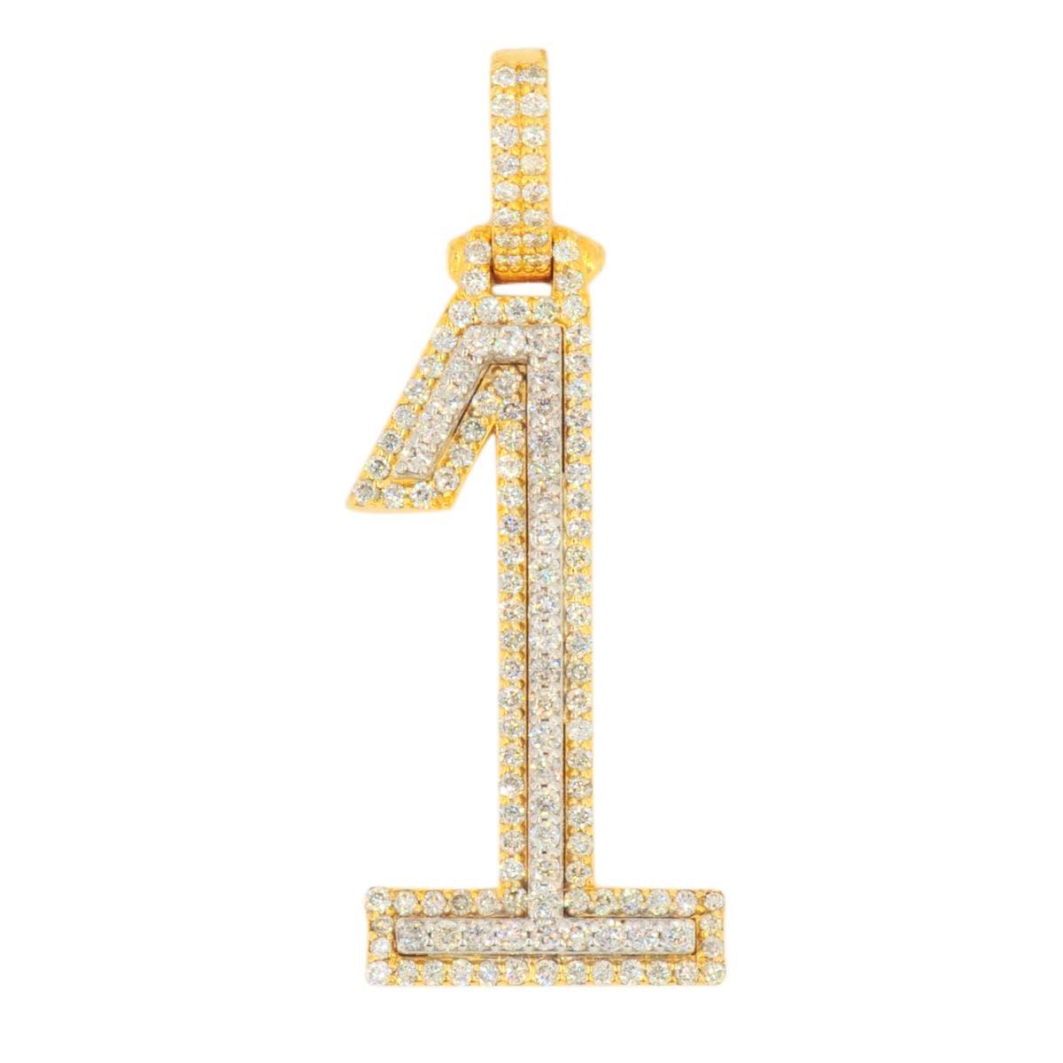 10K Yellow Gold Si Diamond Number 1 Pendant - Johnny Dang & Co