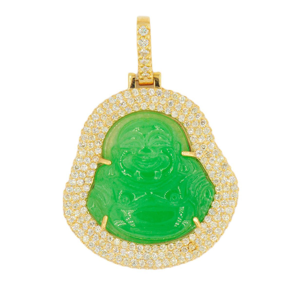 10k Yellow Gold 2.89ctw Diamond Jade Buddha - Medium - Johnny Dang & Co