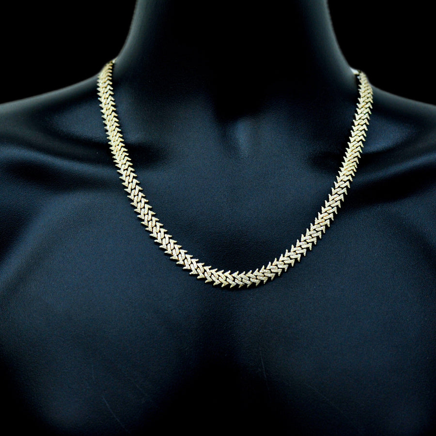 10k Yellow Gold and Diamond Spiked Cuban Chain 22inches - Johnny Dang & Co