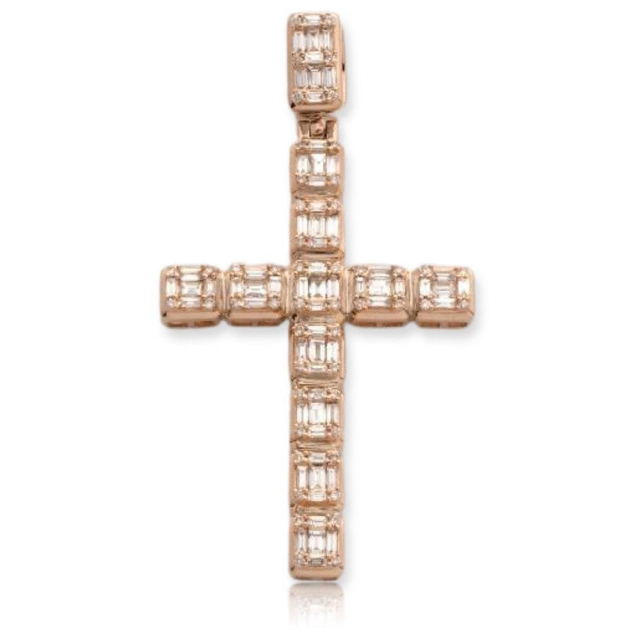 14KR 1.90CTW BAGUETTE DIAMOND CROSS PENDANT - Johnny Dang & Co