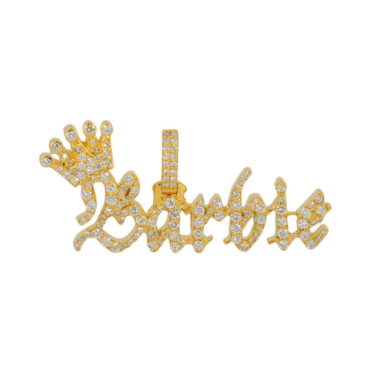 Custom Crown Barbie Name Pendant Small - Johnny Dang & Co