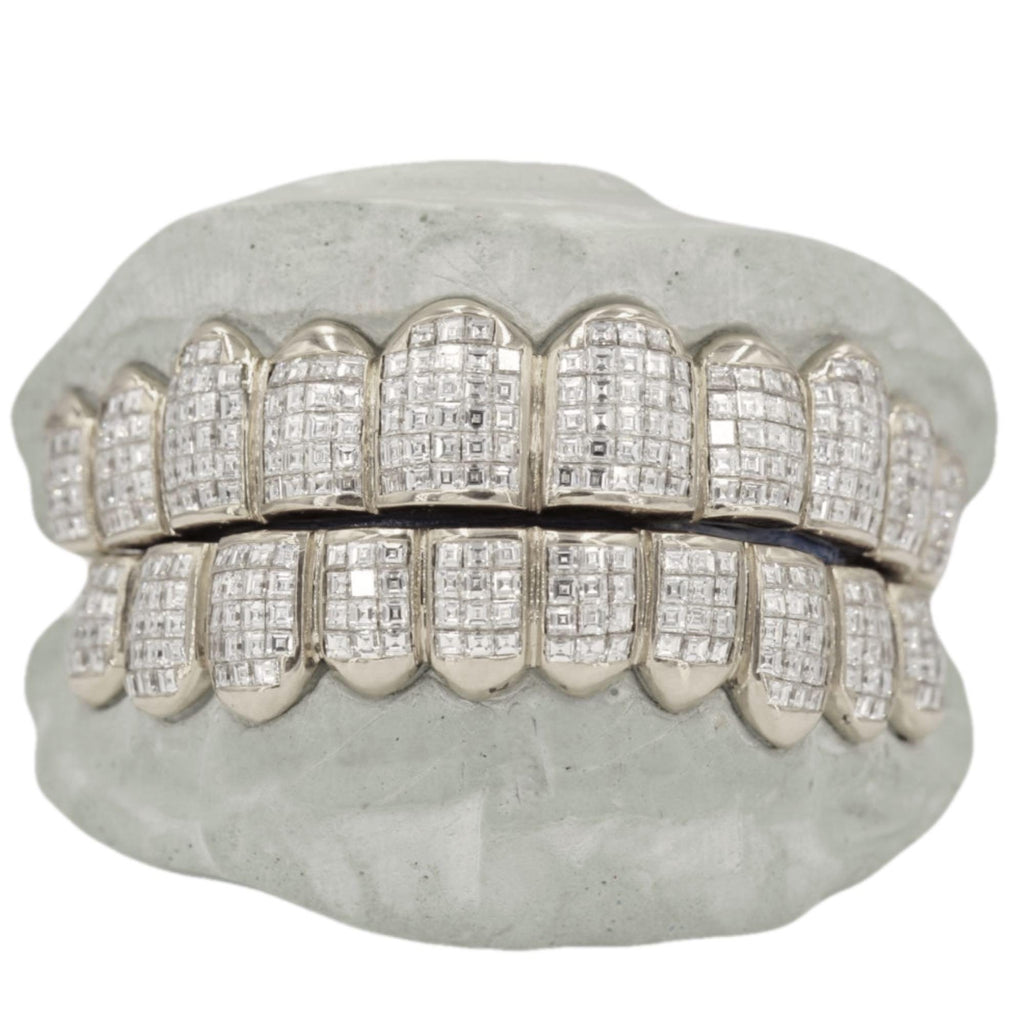 NEW Deluxe Carre Cut Invisible Grillz 10 Teeth - VS Diamonds - Johnny Dang & Co