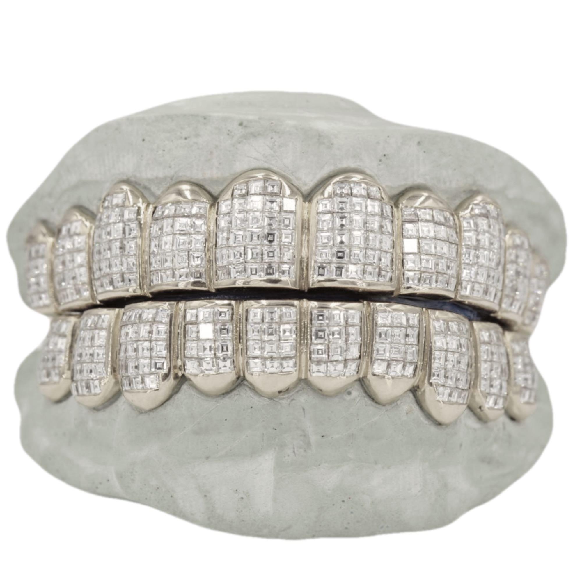 NEW Deluxe Carre Cut Invisible Grillz 10 Teeth - VS Diamonds - Johnny Dang & Co