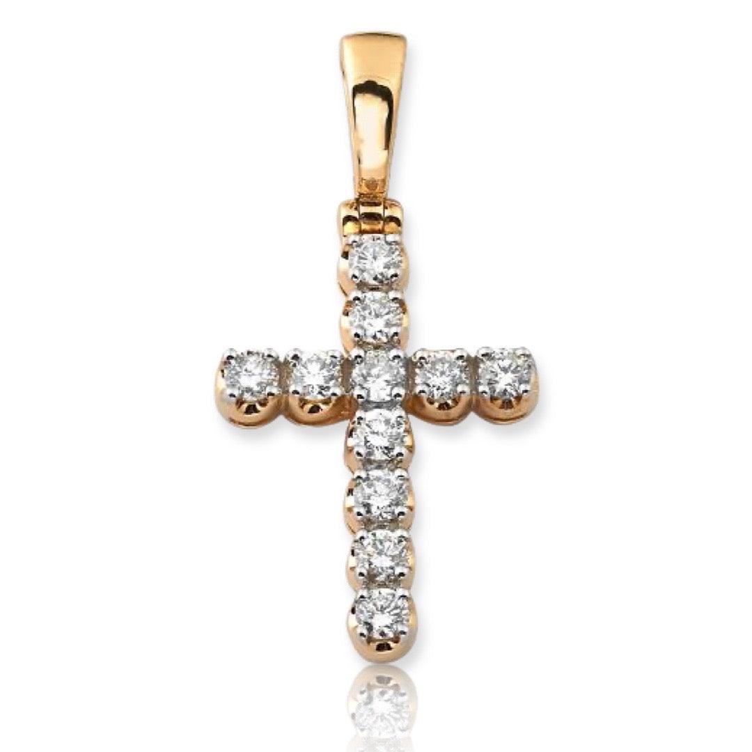 14KY 1.50CTW 11-STONE DIAMOND CROSS - Johnny Dang & Co