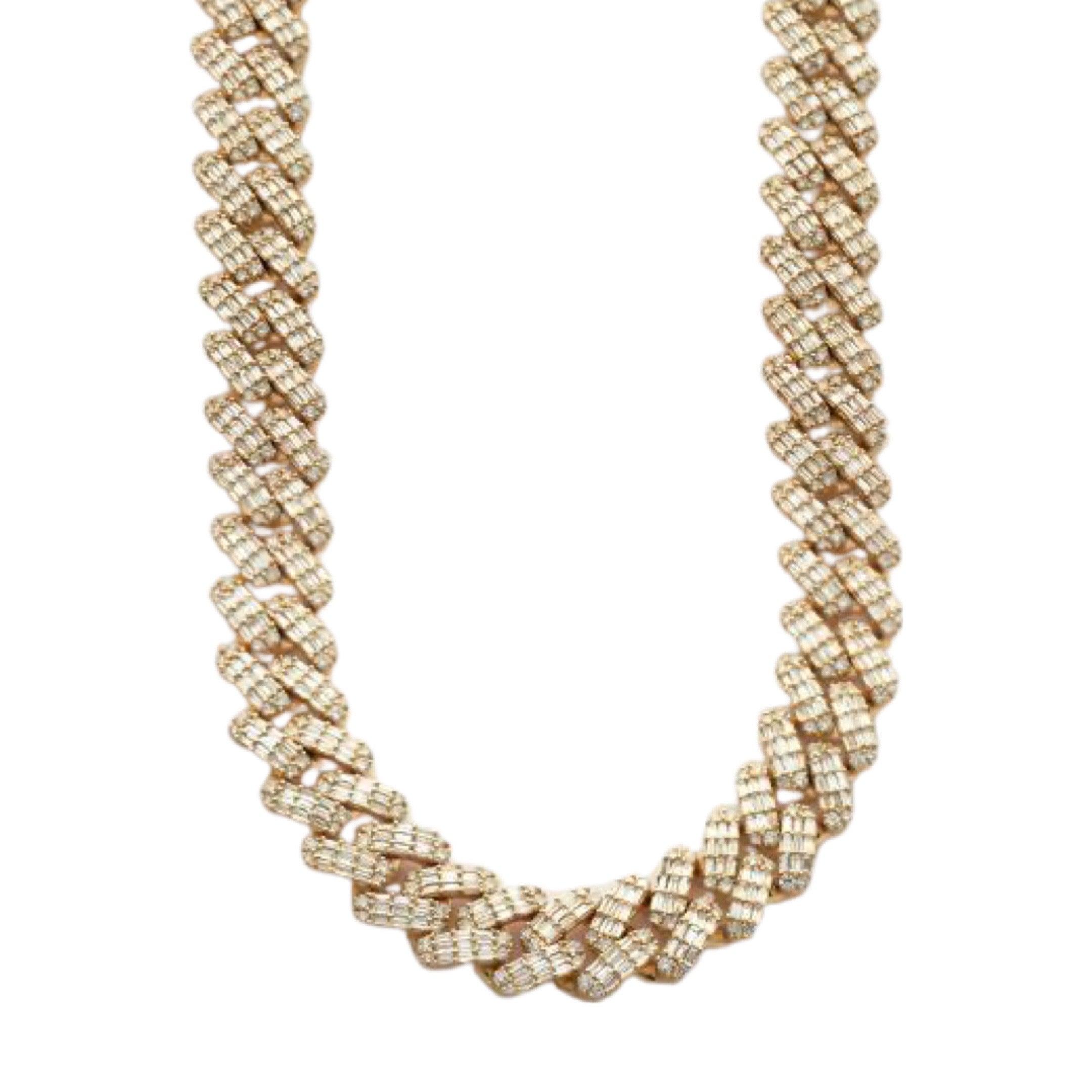 14KY 35.75CTW BAGUETTE DIAMOND MIAMI CUBAN CHAIN - Johnny Dang & Co