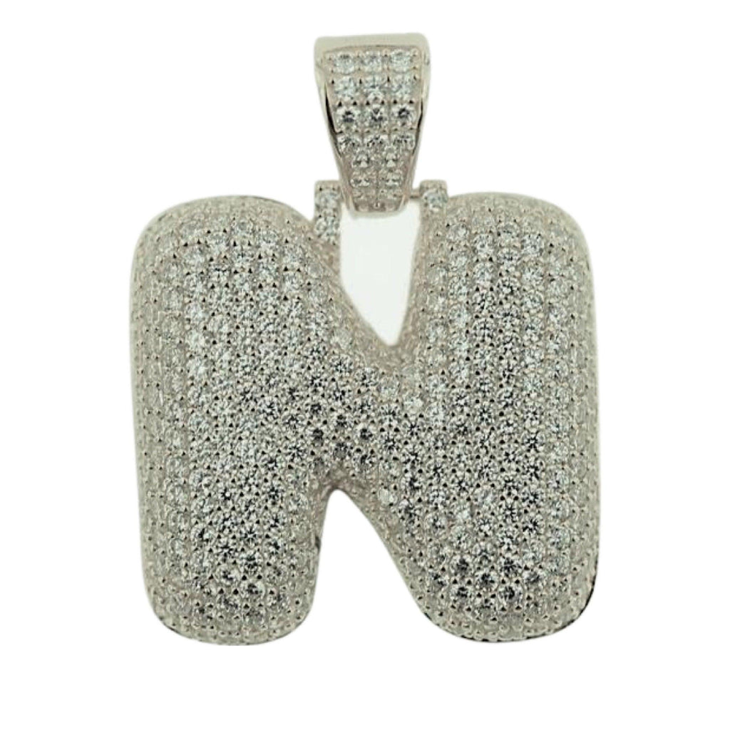 TVJN- Sterling Silver CZ Letter N Pendant - Johnny Dang & Co