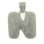 TVJN- Sterling Silver CZ Letter N Pendant - Johnny Dang & Co