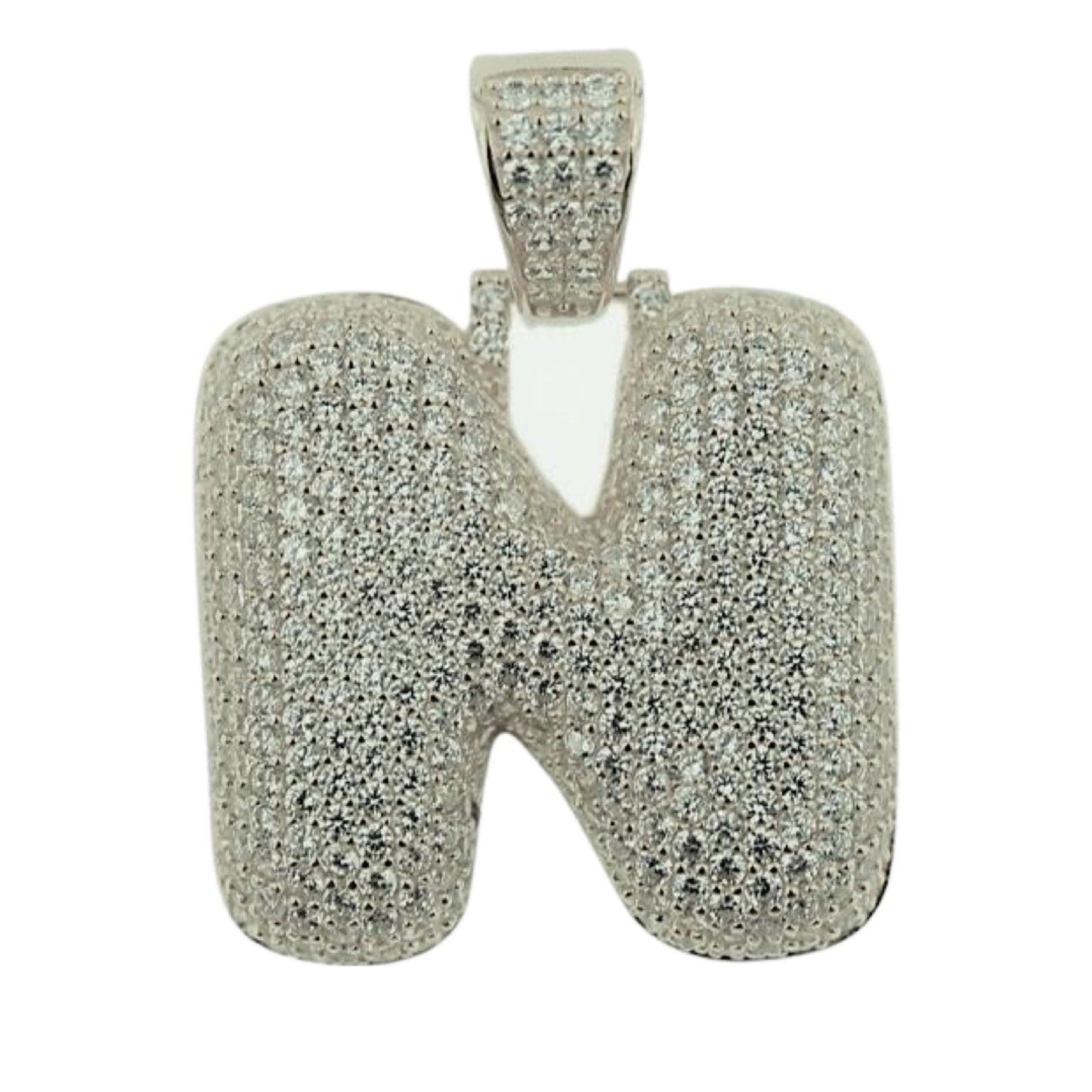 TVJN- Sterling Silver CZ Letter N Pendant - Johnny Dang & Co