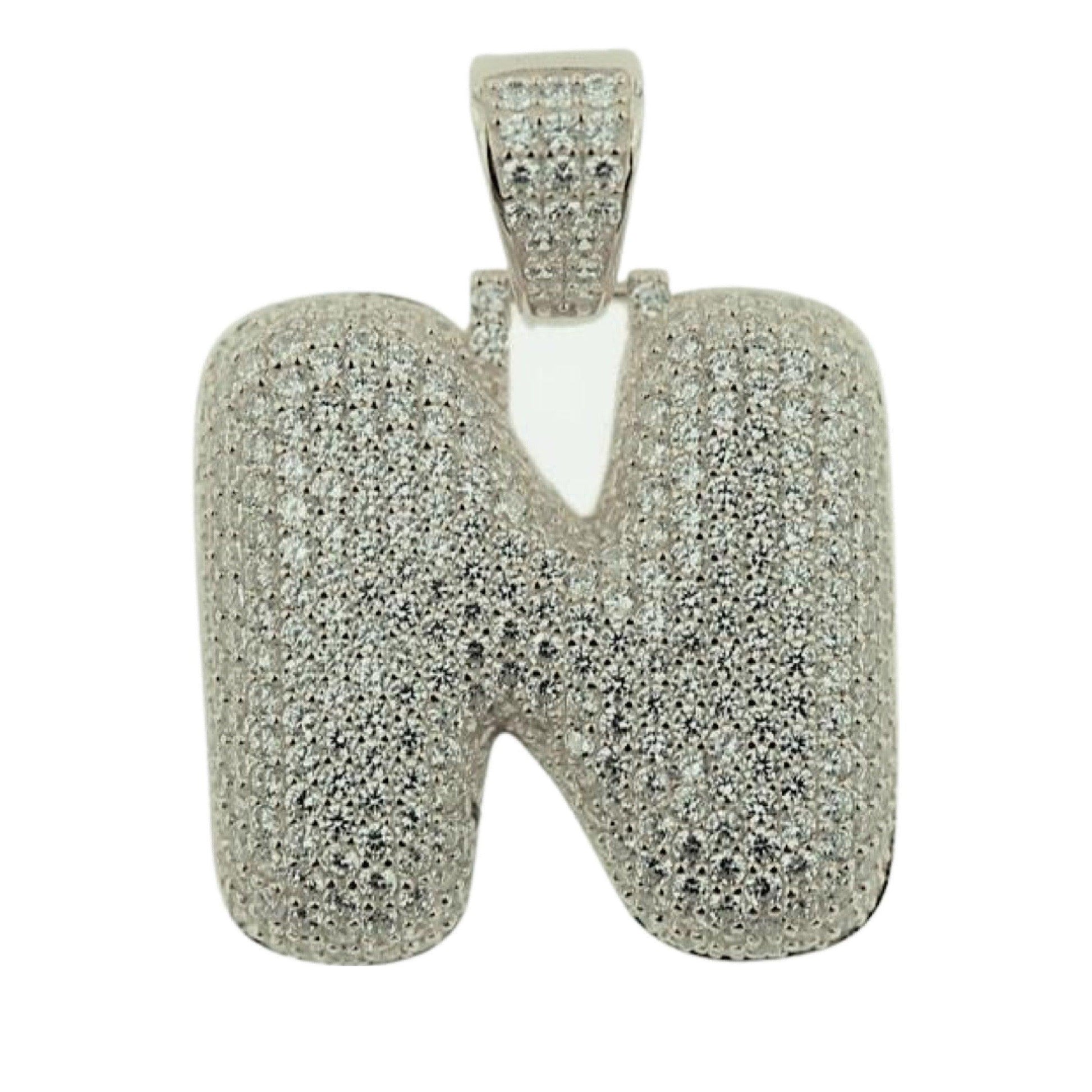 TVJN- Sterling Silver CZ Letter N Pendant - Johnny Dang & Co