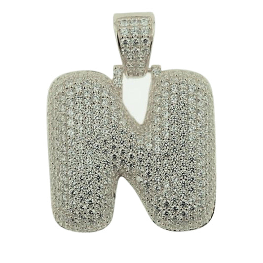TVJN- Sterling Silver CZ Letter N Pendant - Johnny Dang & Co