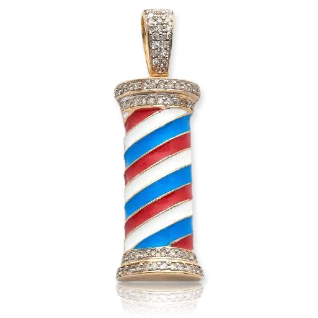 10KY 0.35CTW DIAMOND BARBER POLE PENDANT - Johnny Dang & Co