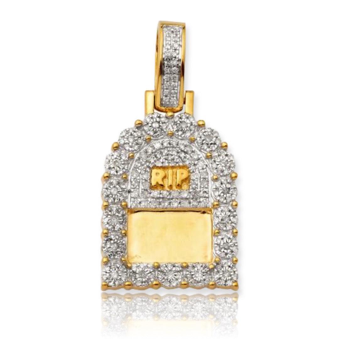 10KY 0.85CTW DIAMOND TOMBSTONE PENDANT "RIP" - Johnny Dang & Co
