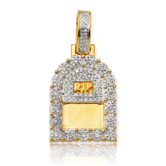 10KY 0.85CTW DIAMOND TOMBSTONE PENDANT "RIP" - Johnny Dang & Co
