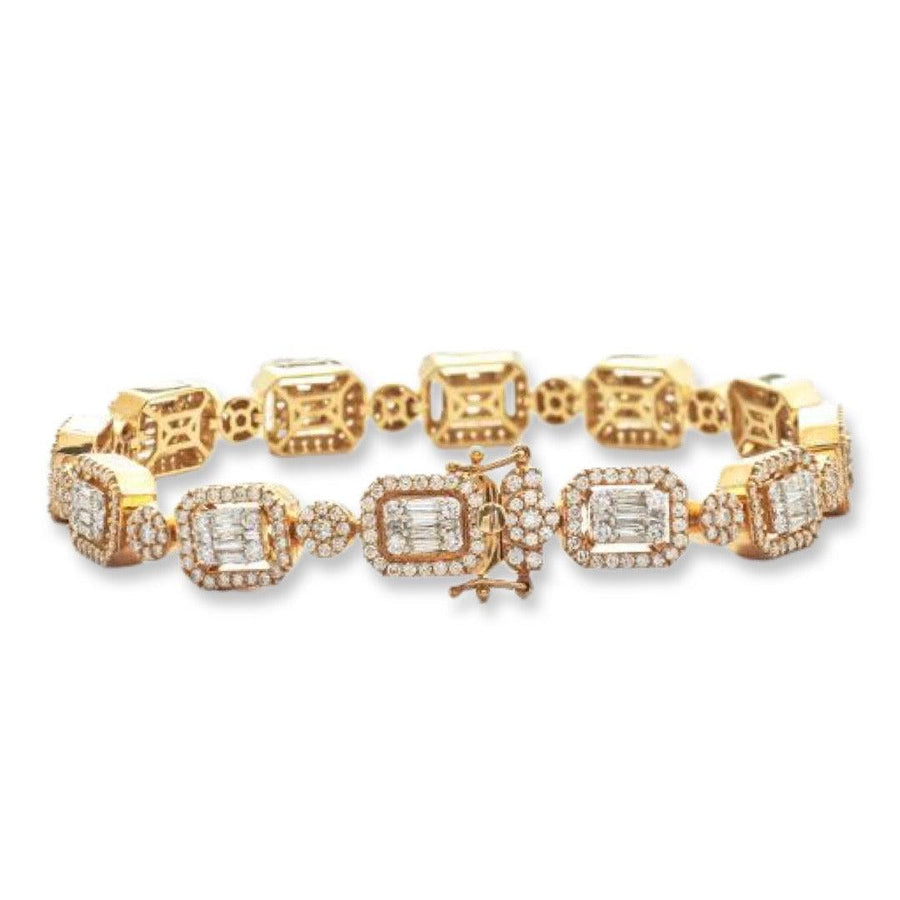 14KY+W 8.50CTW BAGUETTE DIAMOND EMERALD CLUSTER - Johnny Dang & Co