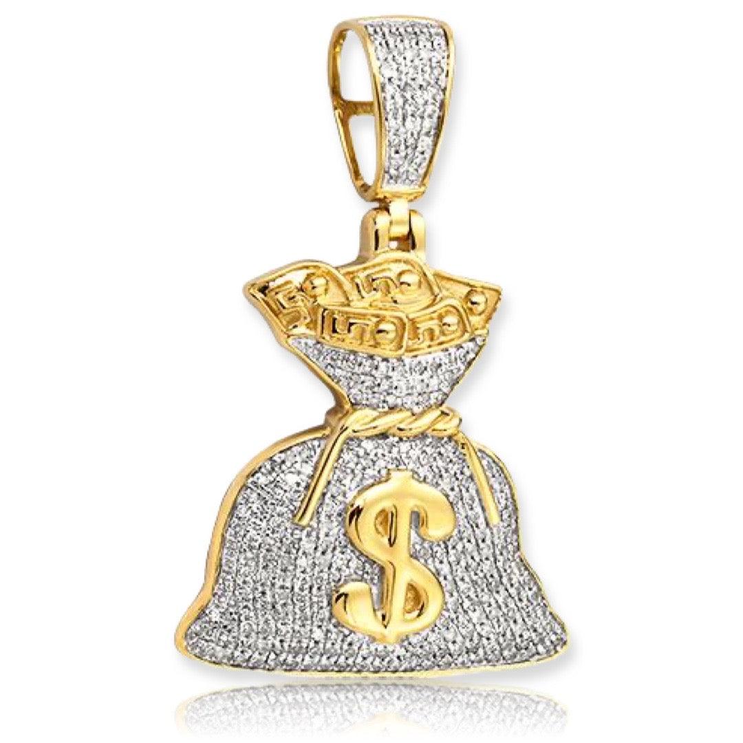 10KY 0.55CTW MICROPAVE DIAMOND MONEY BAG PENDANT - Johnny Dang & Co