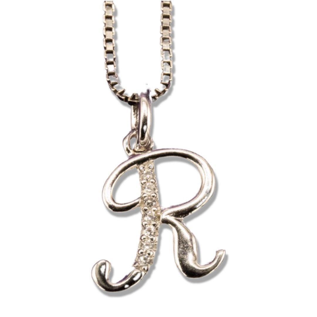 MINI SCRIPT LETTERS SILVER 925 WHITE GOLD PLATED - Johnny Dang & Co