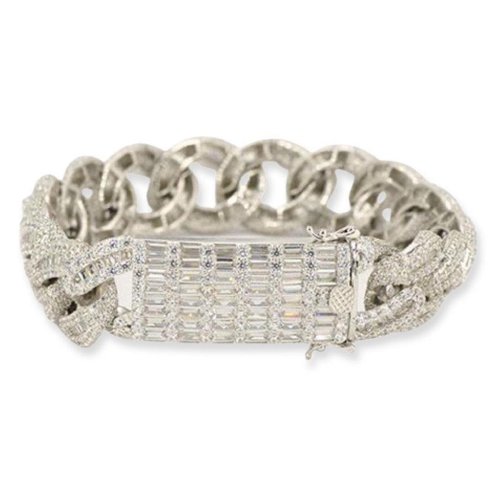 JDB1012 - Silver Baguette Cuban Bracelet - Johnny Dang & Co