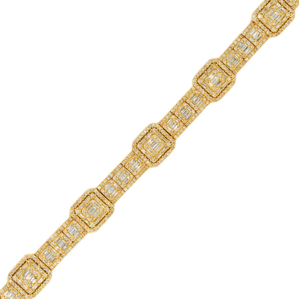 14KY 8.50CTW BAGUETTE DIAMOND SQUARE CLUSTER 8" - Johnny Dang & Co