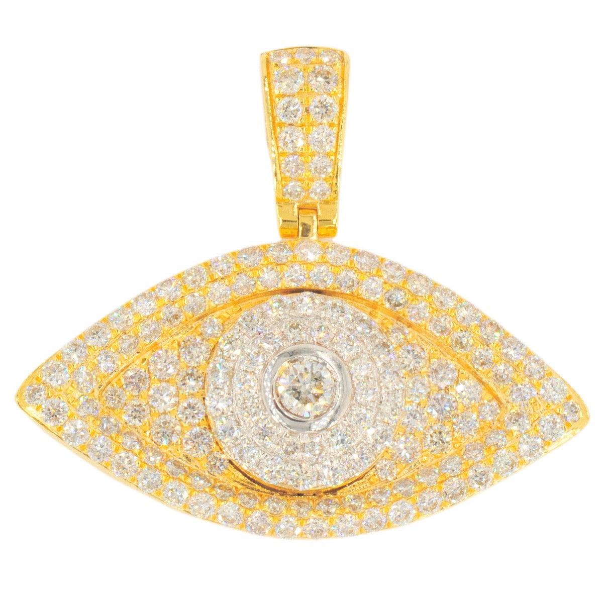 14KY 3.15CTW DIAMOND EVIL EYE PENDANT - Johnny Dang & Co