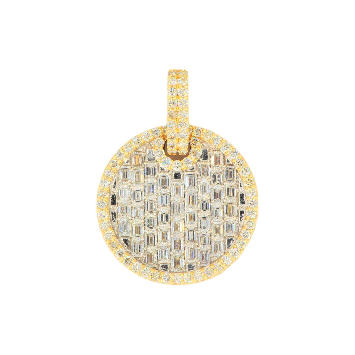 10k Yellow Gold 6.25CTW Round and Emerald Cut Diamond Medallion - Johnny Dang & Co