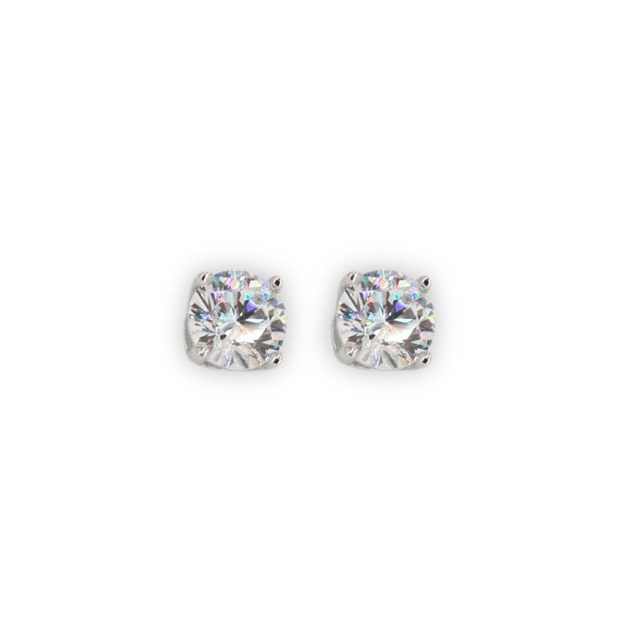 Silver and 5mm CZ Stud Earrlings - Johnny Dang & Co