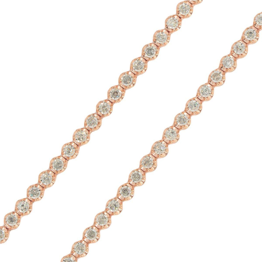 10k Rose Gold '7 pointer Illusion Setting Diamond Tennis Chain' 2.97cttw 20 inches - Johnny Dang & Co